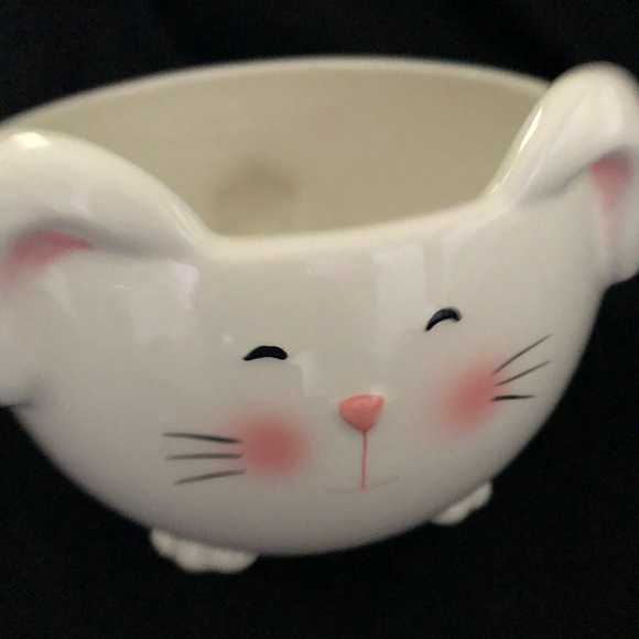 Blossoms & Blooms Bunny Rabbit Bowl Planter White & Pink - Spring Easter Decor - Picture 5 of 11